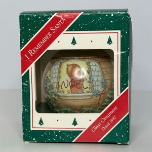Vintage Hallmark Keepsake I Remember Santa Glass Christmas Ornament 1987